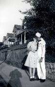 Parents Julia (Judy) Kish Dorrough Bruce Navy uniform honeymoon